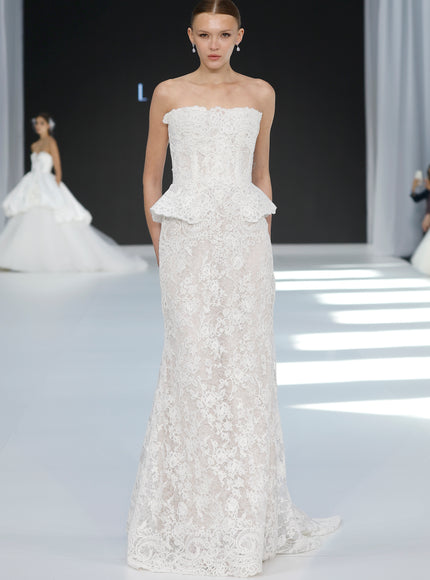 Lazaro Darby Alençon Lace Trumpet Wedding Gown