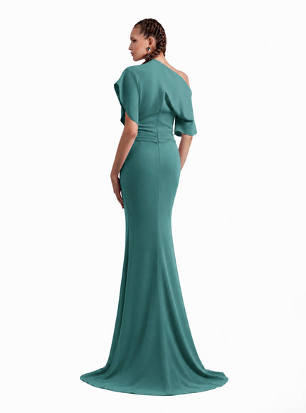 Gemy Maalouf Asymmetrical Draped Gown No. 7043
