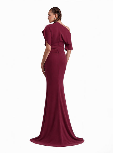 Gemy Maalouf Asymmetrical Draped Gown No. 7043