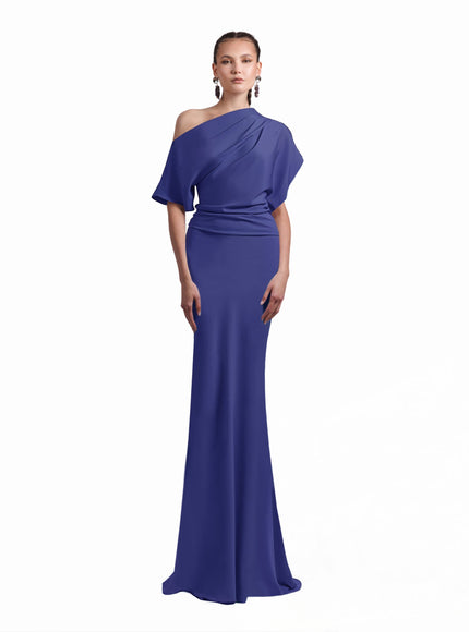 Gemy Maalouf Asymmetrical Draped Gown No. 7043 Purple