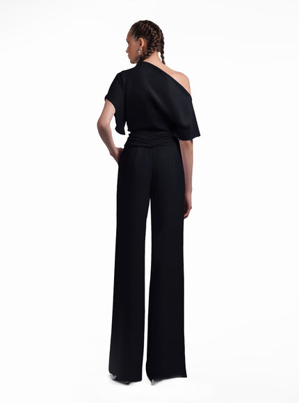 Gemy Maalouf Black Draped Top And Straight-Cut Pants
