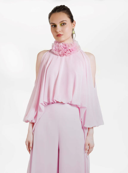 Gemy Maalouf High Collar Top With High Waisted Pants