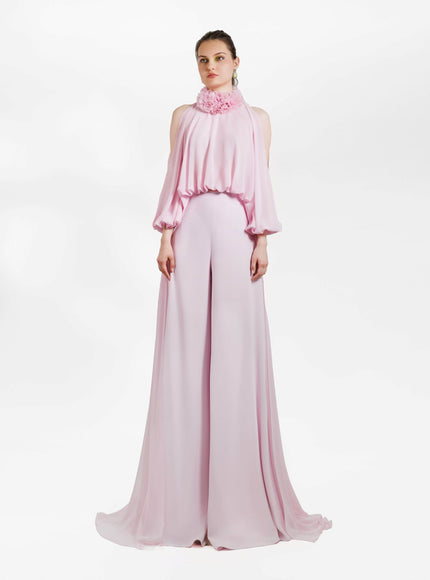 Gemy Maalouf High Collar Top With High Waisted Pants