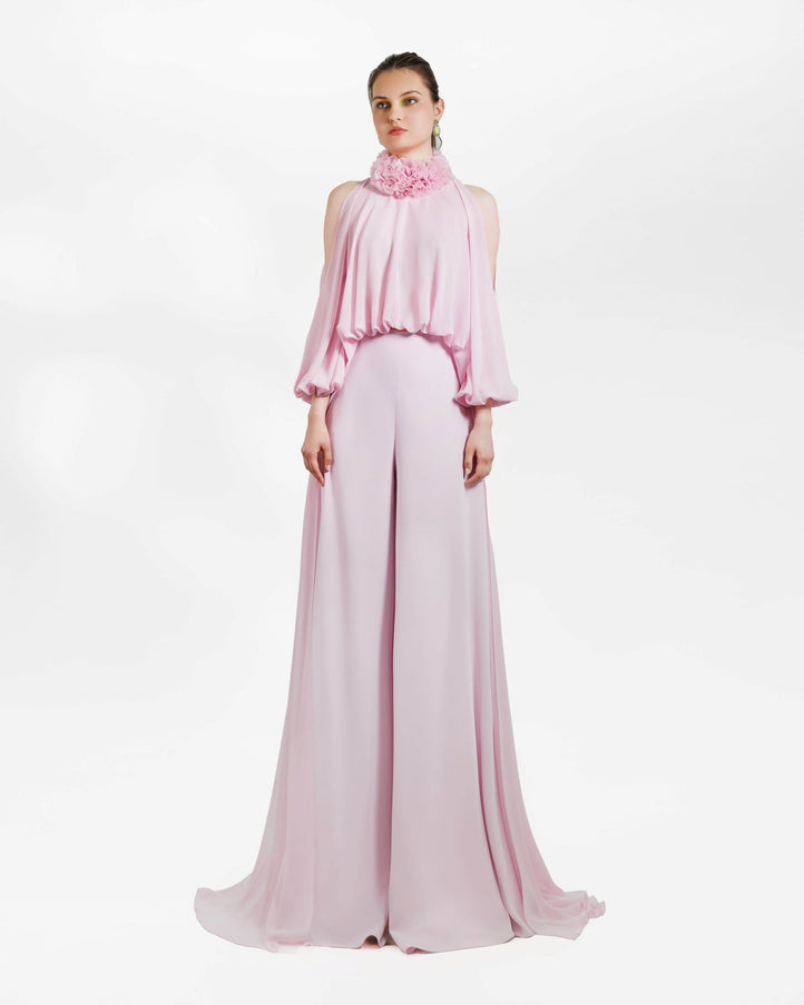 Gemy Maalouf High Collar Top With High Waisted Pants