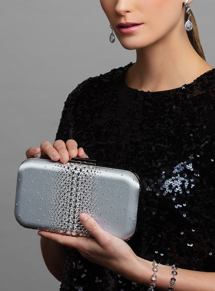 Ella Silver Crystal Clutch