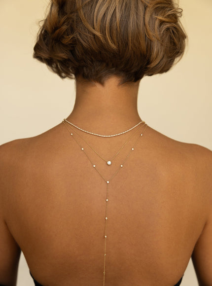 Zoe Lev Bezel Diamond Station Lariat Necklace