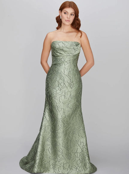 Anne Barge Leila Jacquard Strapless Trumpet Gown