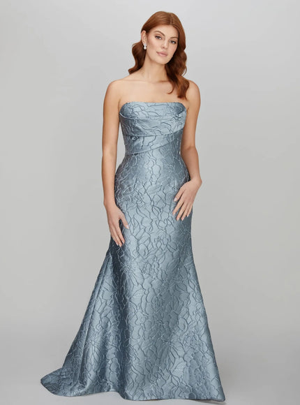 Anne Barge Leila Jacquard Strapless Trumpet Gown