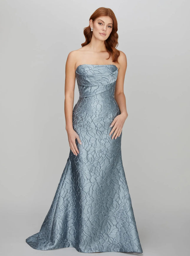 Anne Barge Leila Jacquard Strapless Trumpet Gown