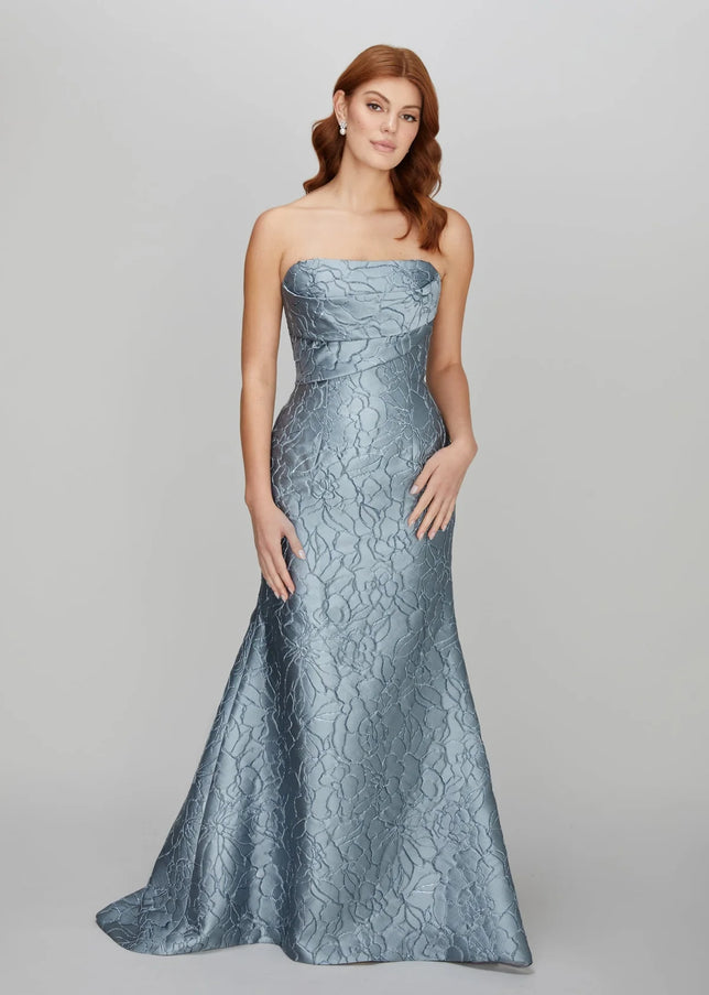 Anne Barge Leila Jacquard Strapless Trumpet Gown