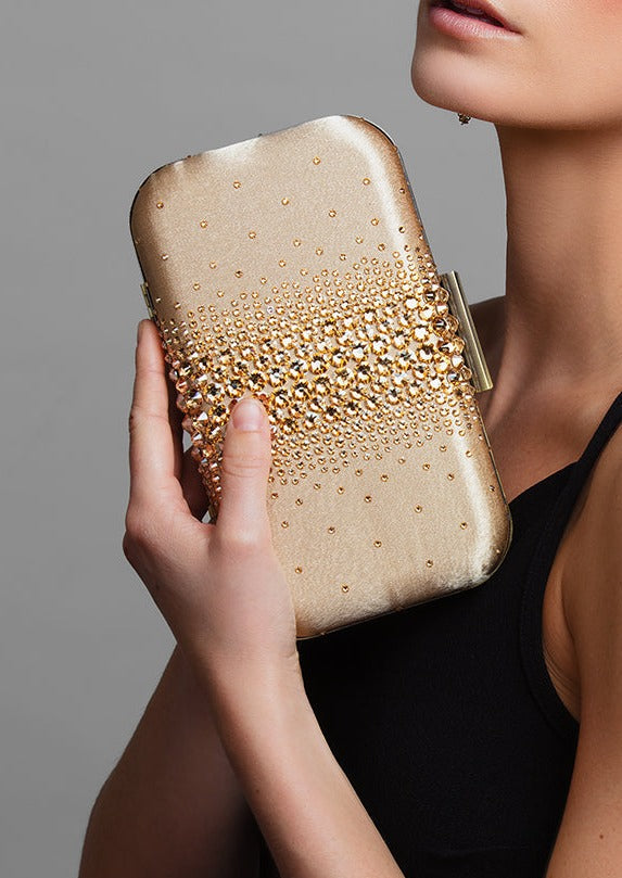 Ariel Taub Ella Gold Crystal Clutch
