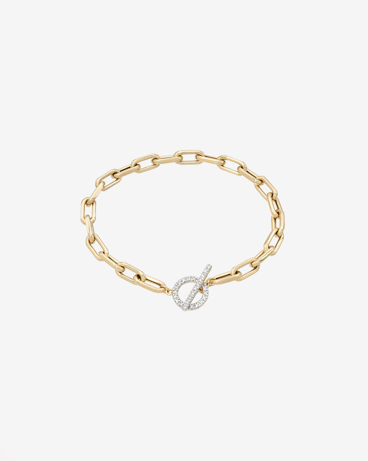 Zoe Lev 14K Gold Large Open Link Chain Bracelet with Diamond Toggle
