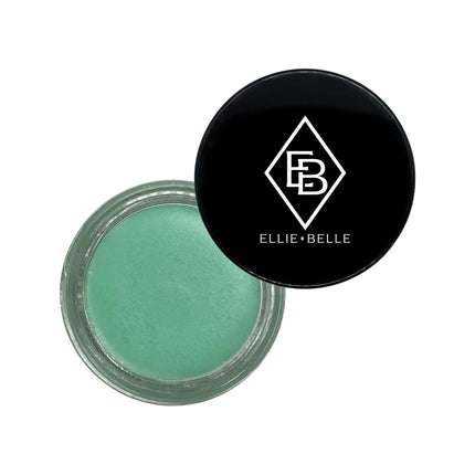 a green eye shadow with a black lid