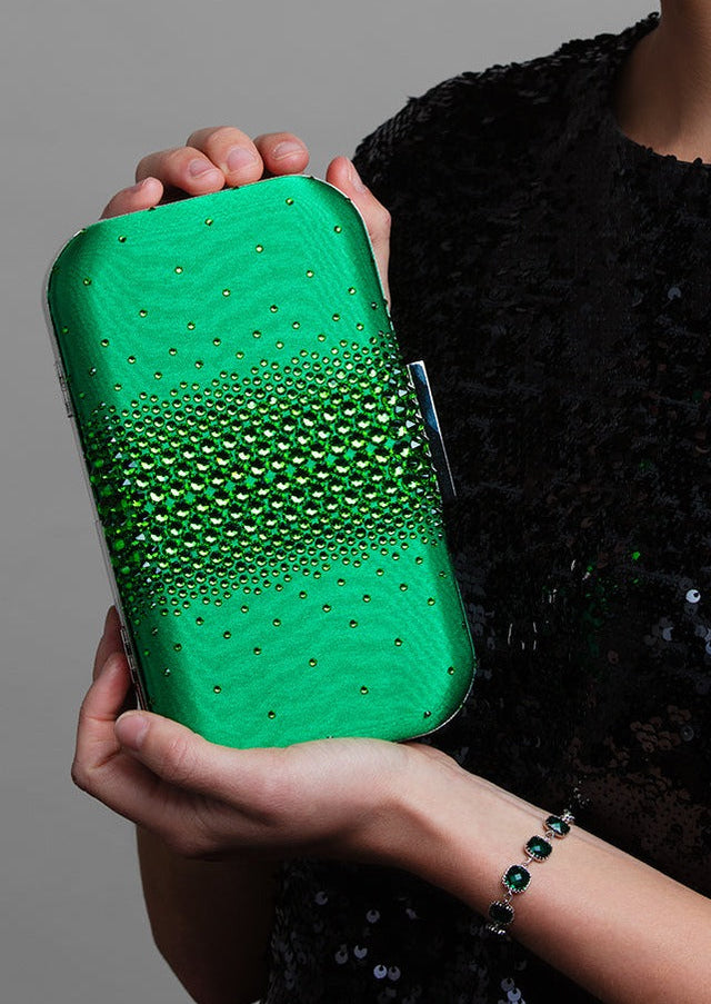 Ariel Taub Ella Kelly Green Crystal Clutch