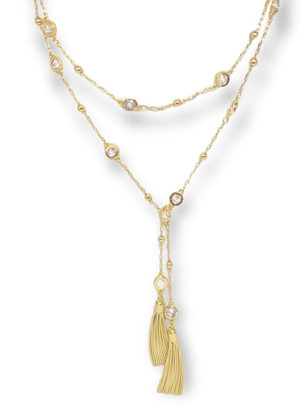 London Crystal Tassel Lariat Necklace
