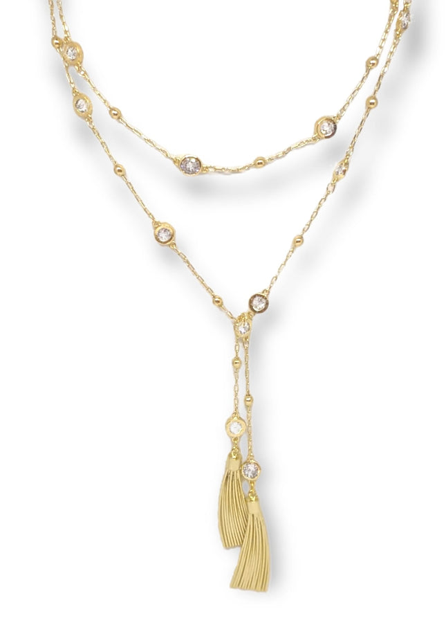 London Crystal Tassel Lariat Necklace
