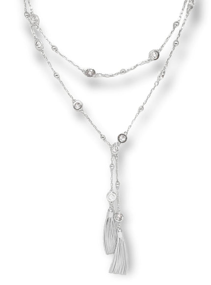 London Crystal Tassel Lariat Necklace