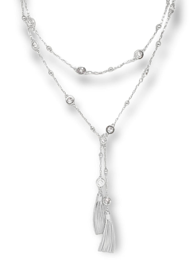 London Crystal Tassel Lariat Necklace