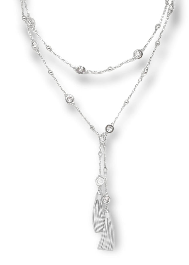 London Crystal Tassel Lariat Necklace