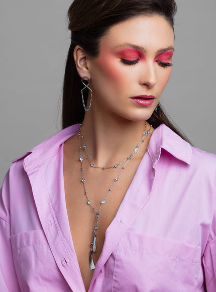 London Crystal Tassel Lariat Necklace