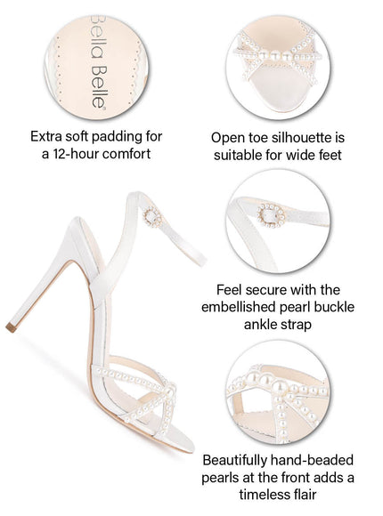 Bella Belle Luciana Ivory Pearl Peep Toe Stiletto Heels