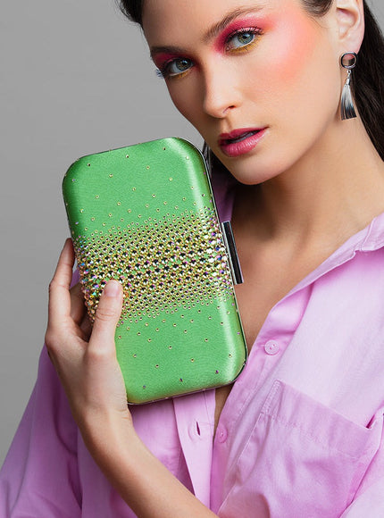 Ella Lime Green Crystal Clutch