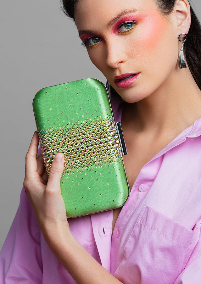 Ella Lime Green Crystal Clutch