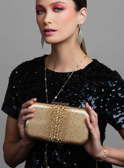 Ella Gold Crystal Clutch