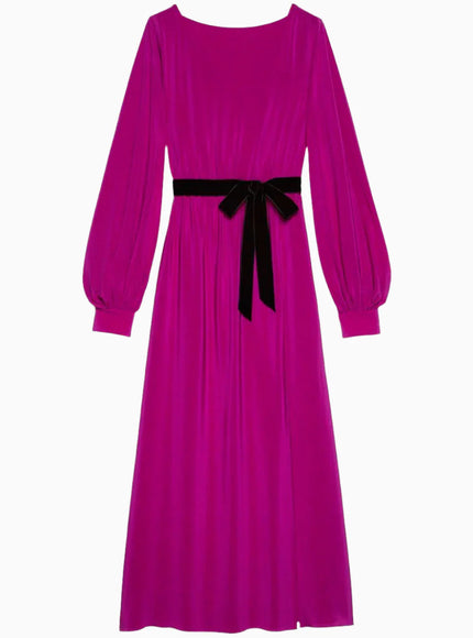 Gucci Purple Silk Belted Maxi Dress