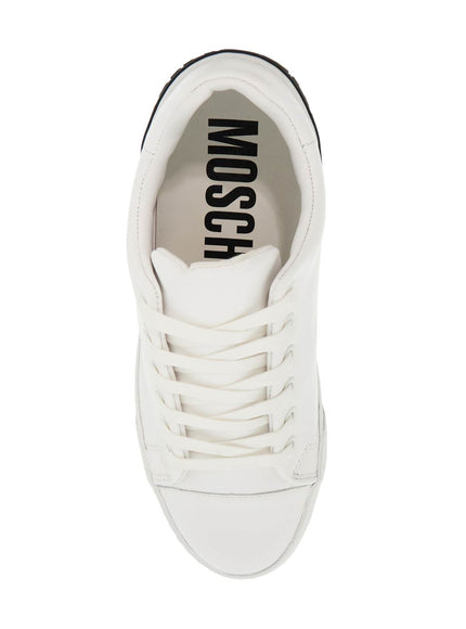 Moschino leather sneakers with rubber logo detail.