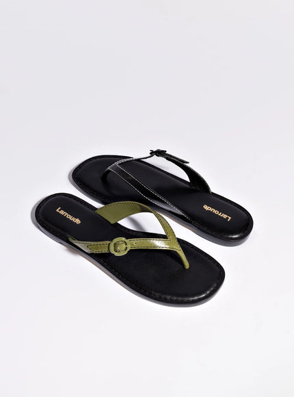 Larroude Mary Kate Flat Leather Sandal