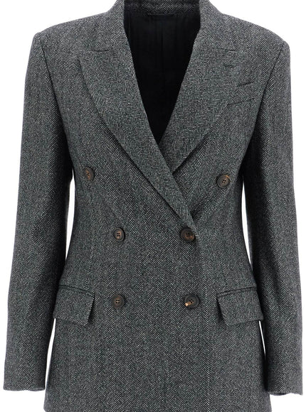 Brunello Cucinelli Chevron Wool Carded Blazer