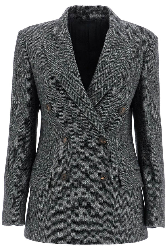 Brunello Cucinelli Chevron Wool Carded Blazer