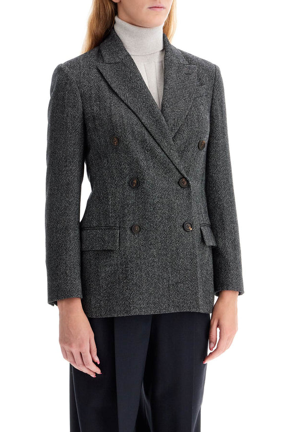 Brunello Cucinelli Chevron Wool Carded Blazer