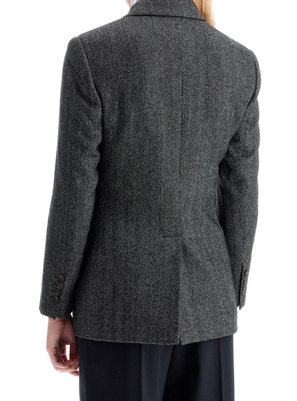 Brunello Cucinelli Chevron Wool Carded Blazer