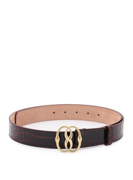 Bally croco-effect leather belt with emblem buckle