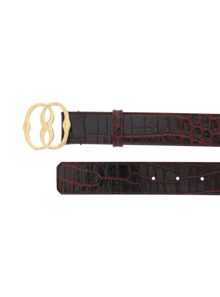 Bally croco-effect leather belt with emblem buckle