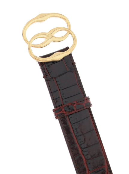 Bally croco-effect leather belt with emblem buckle