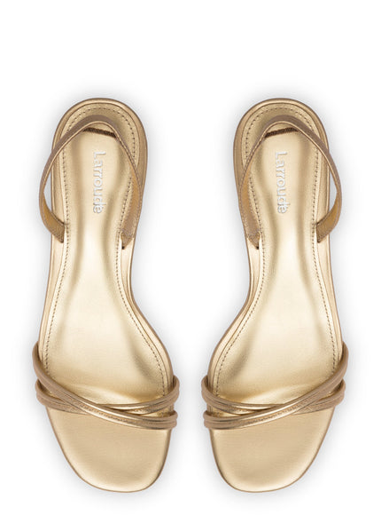 Larroude Mini Annie Sandal In Gold Metallic Leather