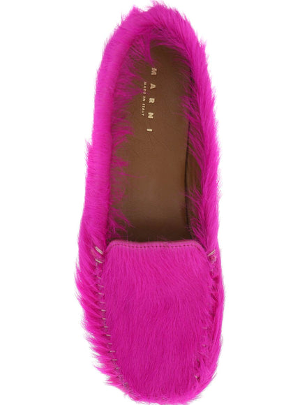 Marni long-haired leather moccasins in