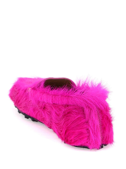 Marni long-haired leather moccasins in