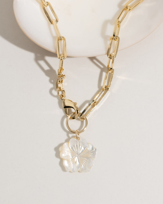 Chunky Pearl Hibiscus Necklace