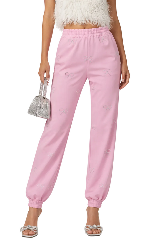 Mach & Mach Pink Crystal Bow Sweatpants