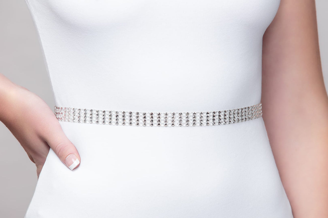 Mackenzie Striped Crystal Belt