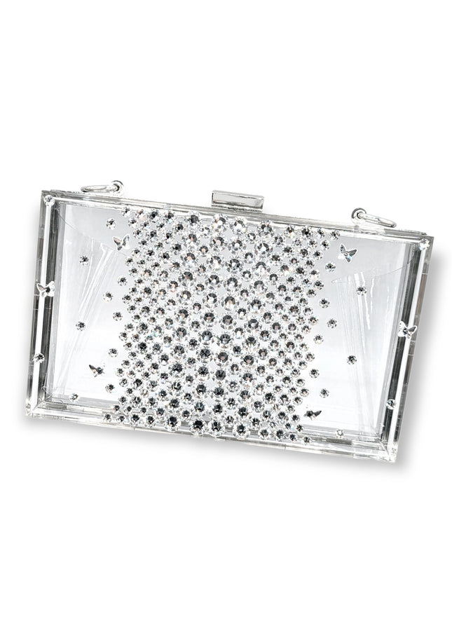 Madison Butterfly Crystal Lucite Clutch