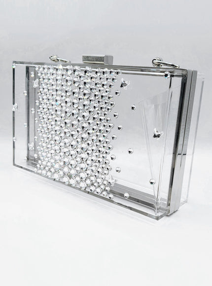 Madison Butterfly Crystal Lucite Clutch