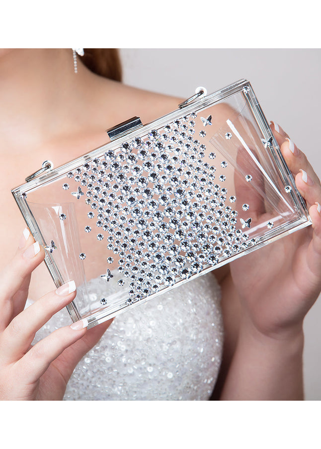 Madison Butterfly Crystal Lucite Clutch