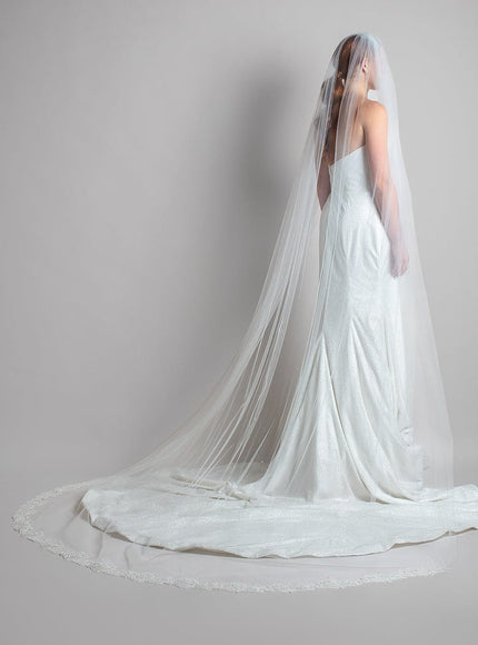 Magnolia Pearl and Floral Lace Cathedral Veil