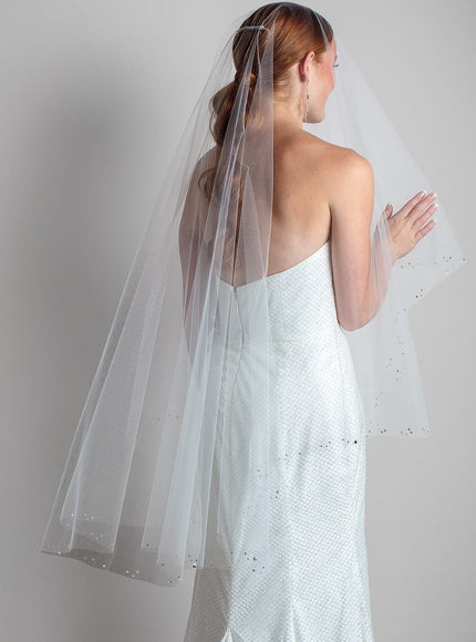 Marie Fingertip Crystal Butterfly Veil