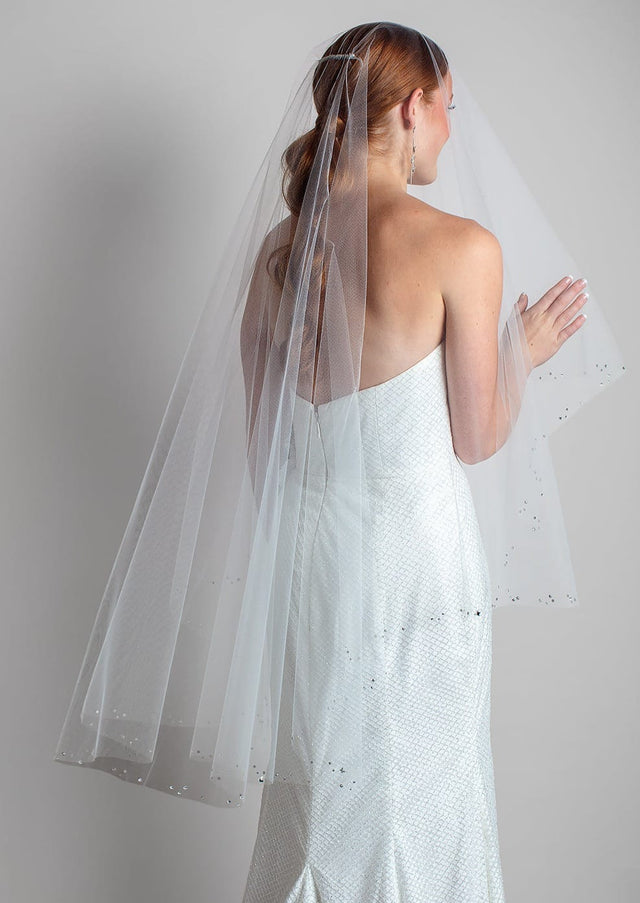 Marie Fingertip Crystal Butterfly Veil